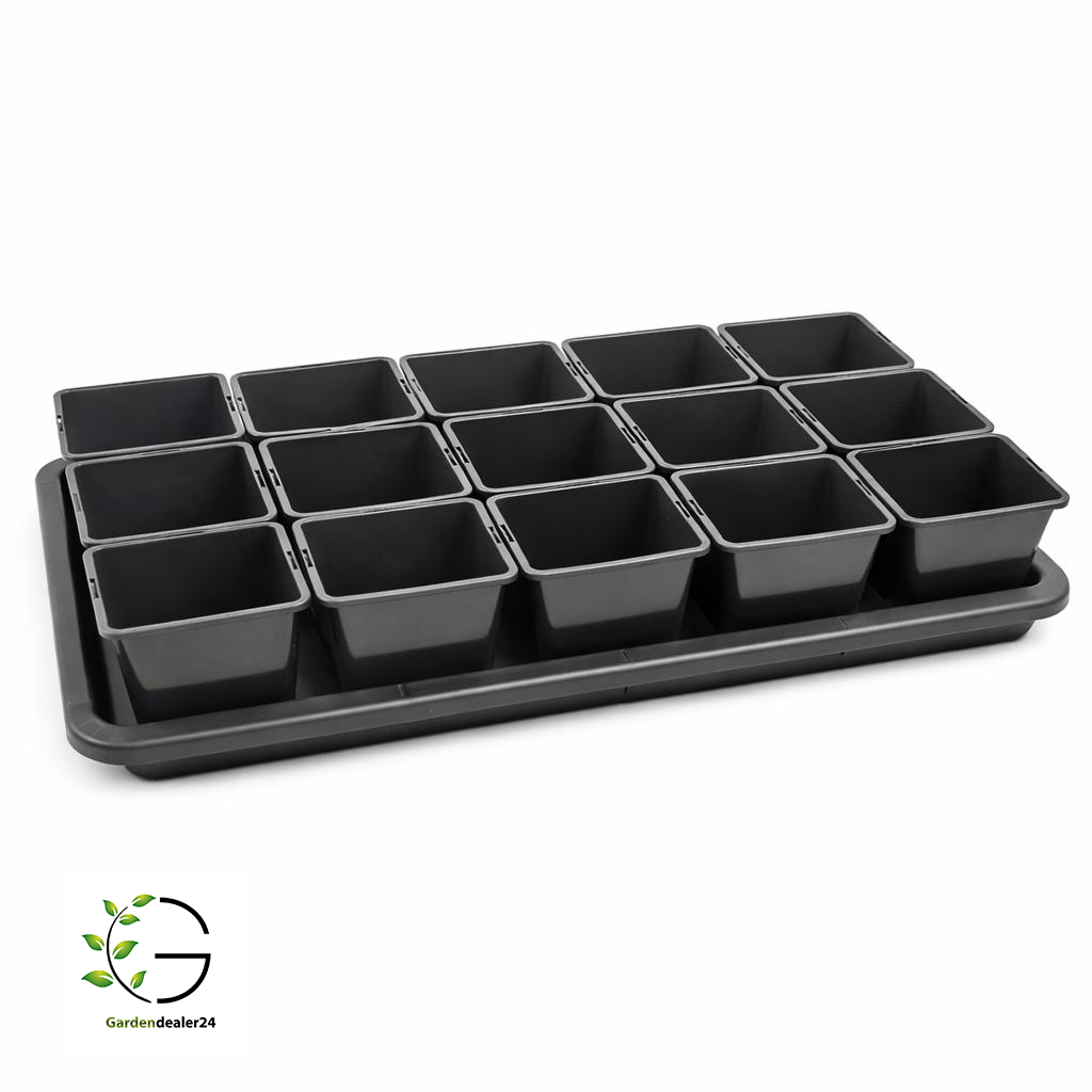 Anzucht-Set aus 15 Pflanztöpfen 1,25l inkl. Untersetzer