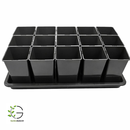 Anzucht-Set aus 15 Pflanztöpfen 2,0l inkl. Untersetzer